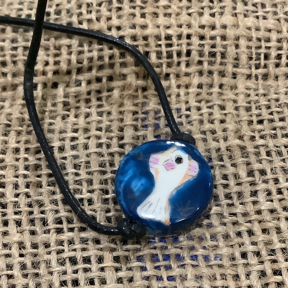 Handmade leather Blue surf fish beach boho leather necklace - Picture 3 of 3